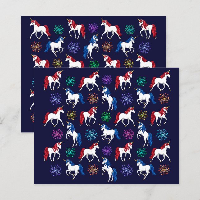 Patriotic American Red White Unicorns (Voorkant / Achterkant)