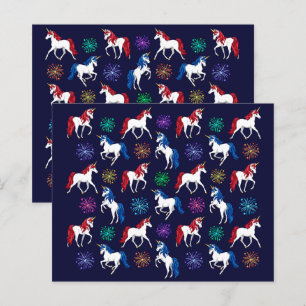 Patriotic American Red White Unicorns