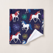 Patriotic American Red White Unicorns Bad Handdoek (Wasdoekje)