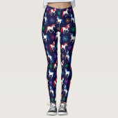 Patriotic American Red White Unicorns Leggings (Voorkant)