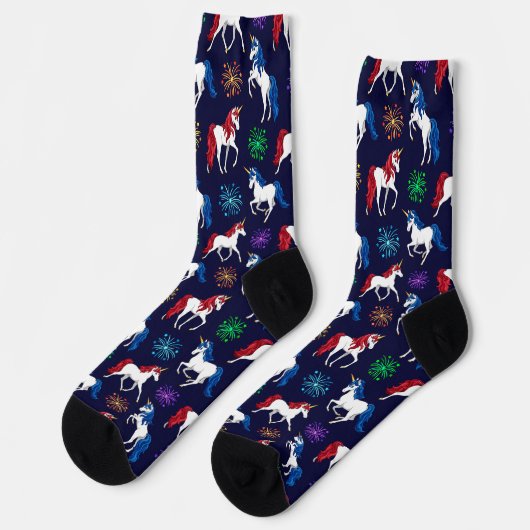 Patriotic American Red White Unicorns Sokken (Links)