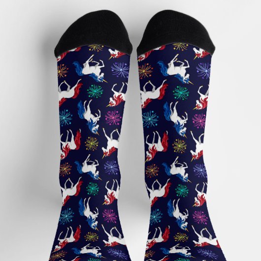 Patriotic American Red White Unicorns Sokken (Top)