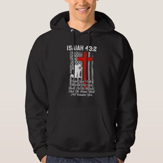 Patriotic American US Flag Firefighter Cross Chris Hoodie (Voorkant)