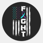 Patriotic American Us Flag Suicide Prevention Awar Ronde Sticker (Voorkant)