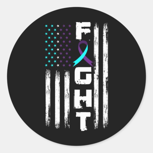 Patriotic American Us Flag Suicide Prevention Awar Ronde Sticker (Voorkant)