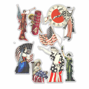 Patriotic Americana 4 juli Art Collag Sticker