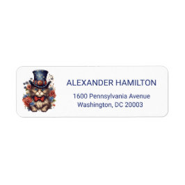 Patriotic Americana Cat Return Address Etiket