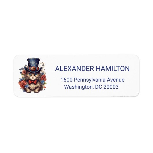 Patriotic Americana Cat Return Address Etiket (Voorkant)