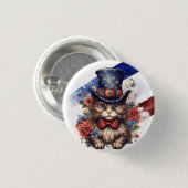 Patriotic Americana Cat Ronde Button 3,2 Cm (Voorkant /achterkant)