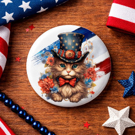 Patriotic Americana Cat Ronde Button 3,2 Cm