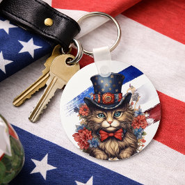 Patriotic Americana Cat Sleutelhanger