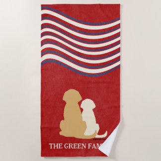 Patriotic Americana Golden Retriever Beach Towel Strandlaken