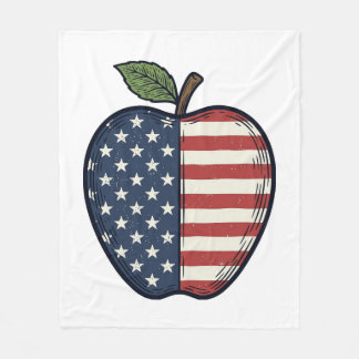Patriotic Apple Vintage Engraving Vector Design_1 Fleece Deken