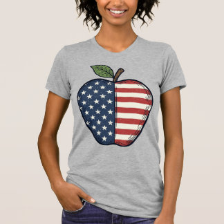 Patriotic Apple Vintage Engraving Vector Design_1 T-shirt