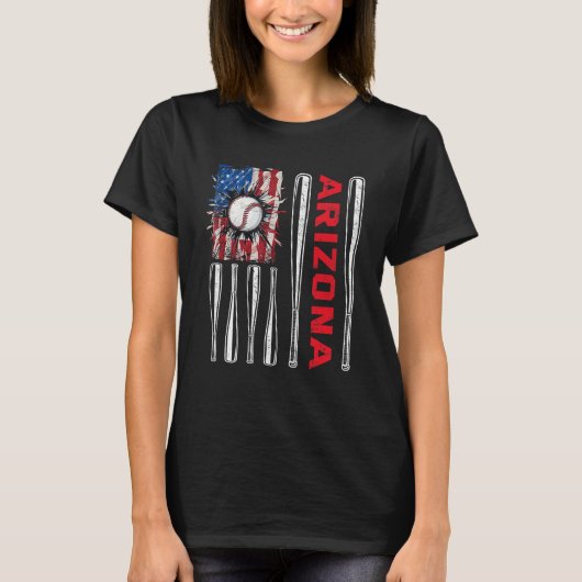 Patriotic Arizona Softball US American Flag Baseba T-shirt (Voorkant)