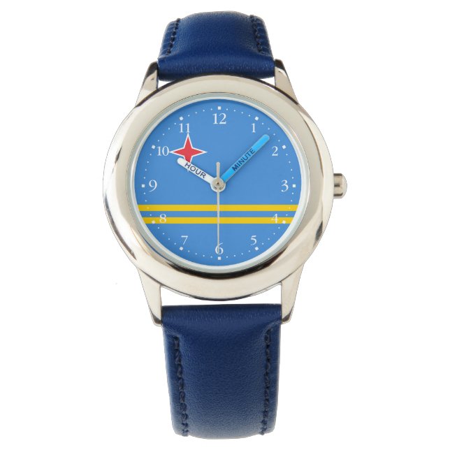 Patriotic Aruba Flag Watch Horloge (Voorkant)