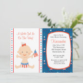 Patriotic Baby Waving Flag Baby shower Invitation Kaart (Staand voorkant)