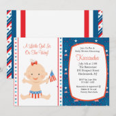Patriotic Baby Waving Flag Baby shower Invitation Kaart (Voorkant / Achterkant)