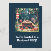 Patriotic Backyard BBQ Scene – 4th of July Cookout Kaart (Voorkant / Achterkant)