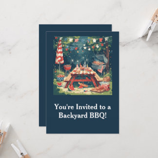 Patriotic Backyard BBQ Scene – 4th of July Cookout Kaart
