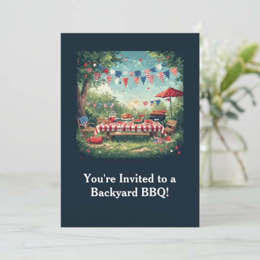 Patriotic Backyard BBQ Scene – 4th of July Kaart (Staand voorkant)