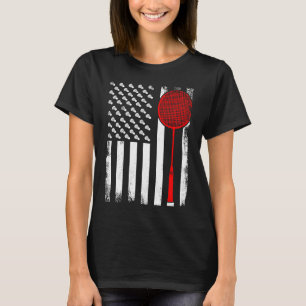 Patriotic Badminton Player US Flag Badminton T-shirt