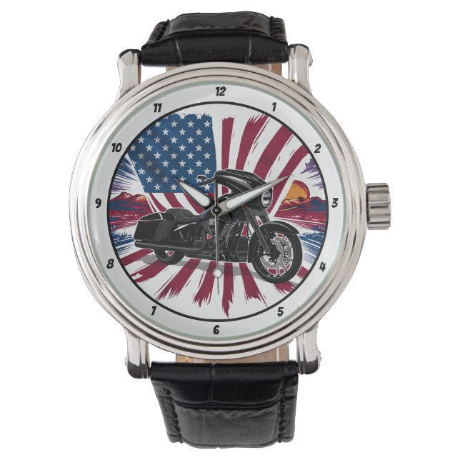 Patriotic Bagger, American Flag Watch. Horloge (Voorkant)