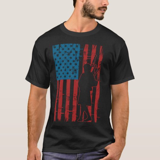 Patriotic Bagpiper American Flag Musician Bagpipe T-shirt (Voorkant)
