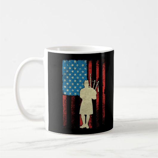 Patriotic Bagpiper American Flag USA Bagpipes Koffiemok (Links)