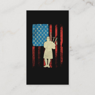 Patriotic Bagpiper American Flag USA Bagpipes Visitekaartje