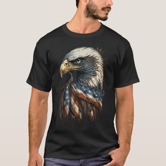 Patriotic Bald Eagle 4th Of July Men USA American  T-shirt (Voorkant)