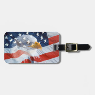 Patriotic Bald Eagle American Flag Bagagelabel