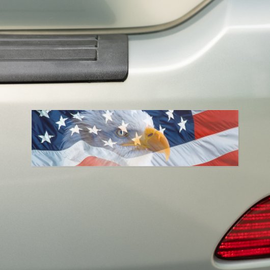 Patriotic Bald Eagle American Flag Bumpersticker (Op auto)