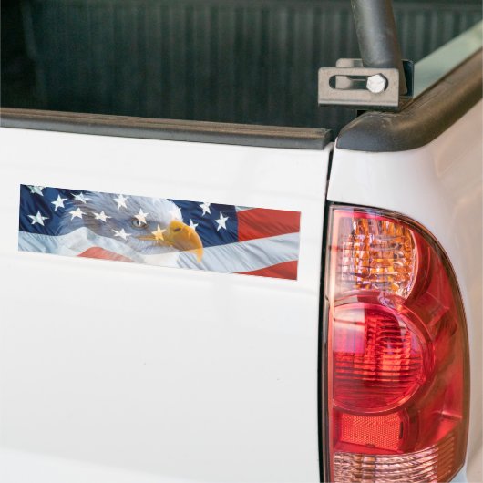 Patriotic Bald Eagle American Flag Bumpersticker (Op Truck)