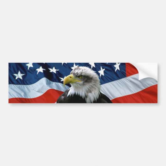 Patriotic Bald Eagle American Flag Bumpersticker (Voorkant)