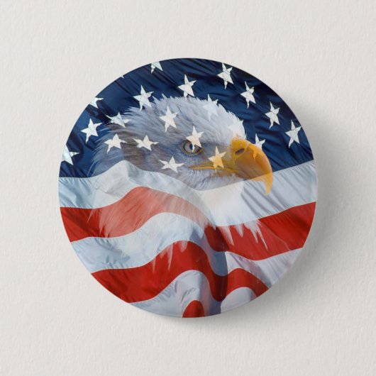 Patriotic Bald Eagle American Flag Button (Voorkant)