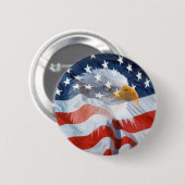 Patriotic Bald Eagle American Flag Button (Voorkant /achterkant)