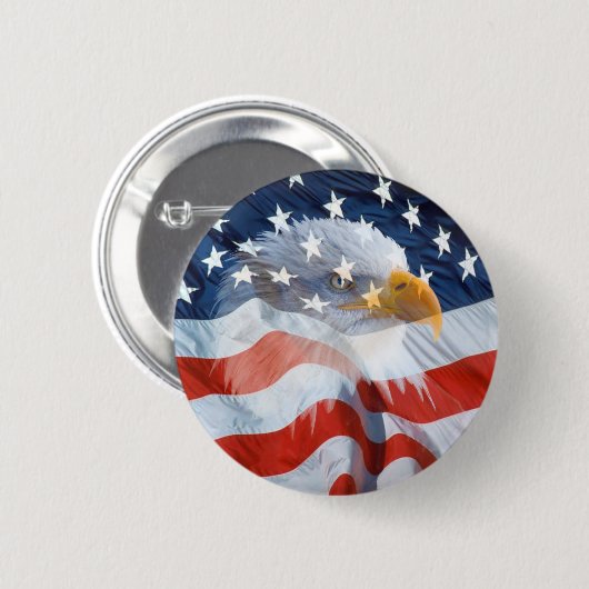 Patriotic Bald Eagle American Flag Button (Voorkant /achterkant)