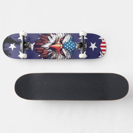 Patriotic Bald Eagle American Flag Custom Complete Persoonlijk Skateboard (Horizontaal)