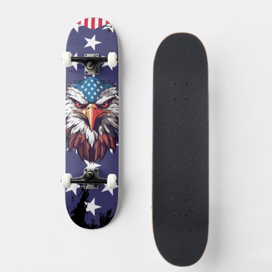 Patriotic Bald Eagle American Flag Custom Complete Persoonlijk Skateboard (Voorkant)