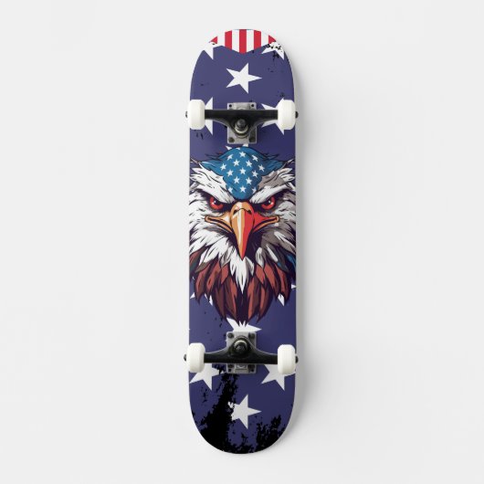 Patriotic Bald Eagle American Flag Custom Complete Persoonlijk Skateboard (Voorkant)