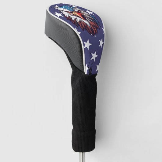 Patriotic Bald Eagle American Flag Golf Driver  Golfheadcover (Schuin)
