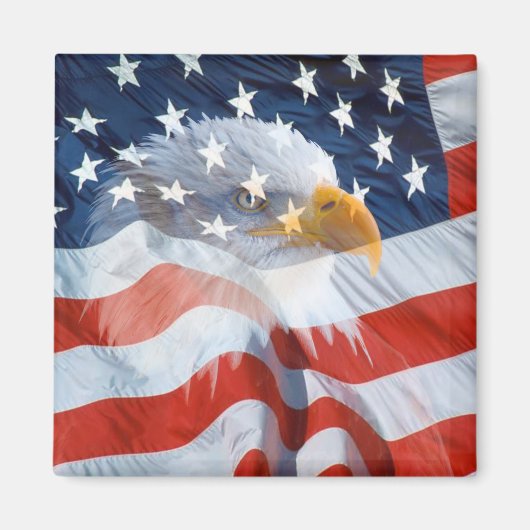 Patriotic Bald Eagle American Flag Magneet (Voorkant)