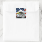 Patriotic Bald Eagle American Flag Monogrammed Vierkante Sticker (Tas)