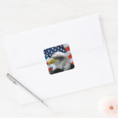 Patriotic Bald Eagle American Flag Monogrammed Vierkante Sticker (Envelop)