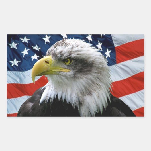 Patriotic Bald Eagle American Flag Rechthoekige Sticker (Voorkant)