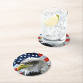 Patriotic Bald Eagle American Flag Ronde Kartonnen Onderzetter (Insitu)