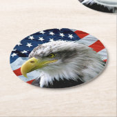 Patriotic Bald Eagle American Flag Ronde Kartonnen Onderzetter (Gebogen)