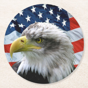 Patriotic Bald Eagle American Flag Ronde Kartonnen Onderzetter