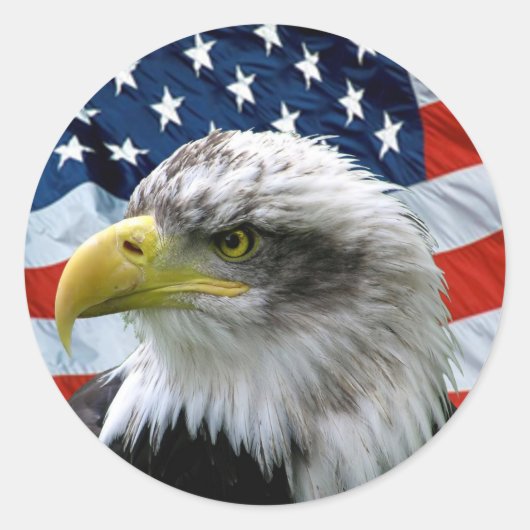 Patriotic Bald Eagle American Flag Ronde Sticker (Voorkant)